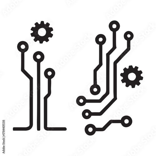 Digital Circuitry Design: An intricate arrangement of digital circuits and gears interplays, embodying the modern technological environment. Emphasizing connectivity and innovation