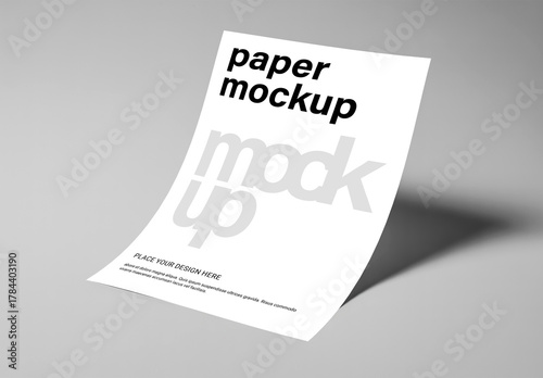 Minimal Curled A4 Paper Mockup