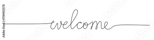 continuous single line drawing of the word welcome  line art vector illustration