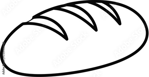 Black outline of a loaf of bread on a white background baking food