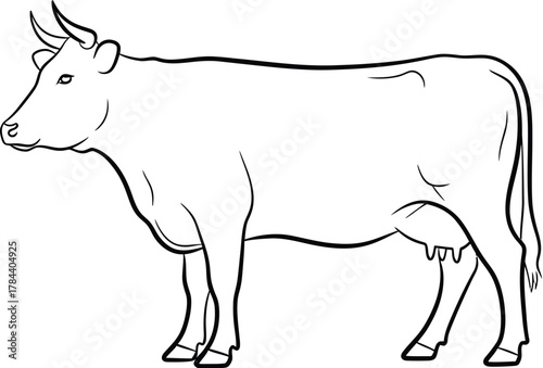 Black outline of a standing cow silhouette cattle outline