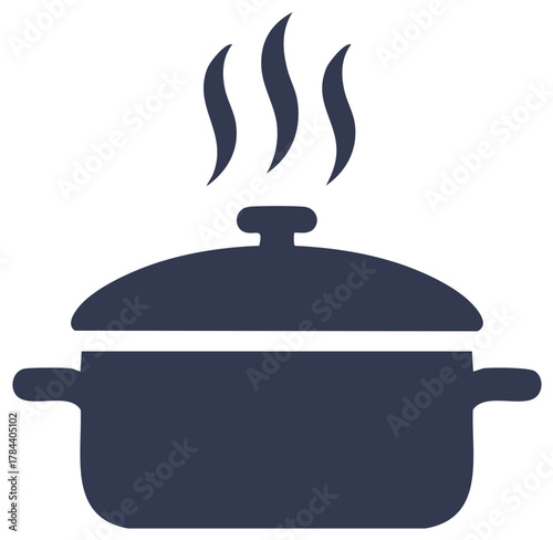 Steaming Cooking Pot Icon Indicating Hot Food Preparation or Warm Meal Kitchen Concept