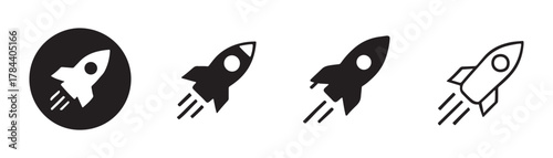 Rocket icon set. Startup icon vector. black icon rocket