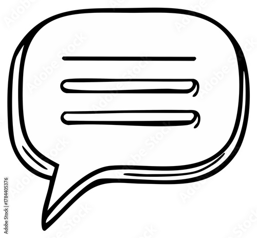 Hand drawn chat bubble with three lines inside for text messages