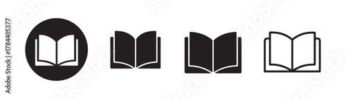 Book icon set. open book icon vector. ebook icon. black book icon