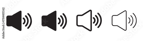 Speaker icon set. volume icon vector. loudspeaker icon vector. sound symbol. black speaker design