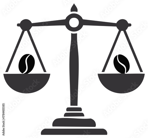 Balanced Justice Scales with Coffee Beans Fair Trade Concept Icon