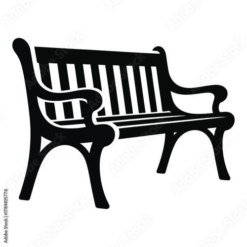 Stylized black and white park bench graphic illustration design vector