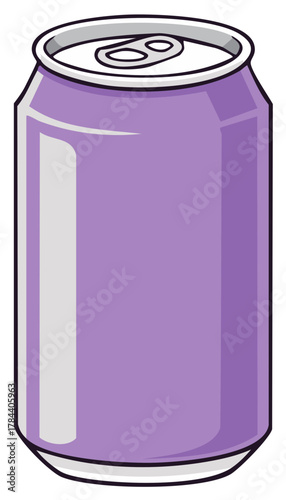 Purple beverage can with pull tab open ready for consumption