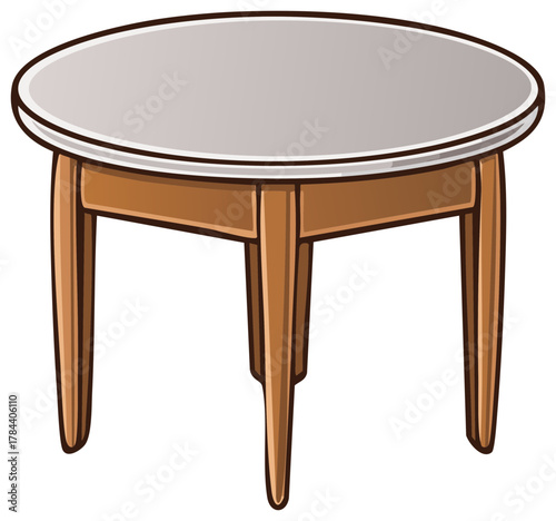 Wooden round table isolated on white background furniture illustration