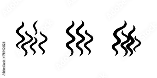 Stylized Wavy Steam Symbols on White Background vapor 2