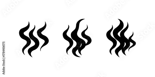 Wavy Black Steam Swirls with Transparent Background