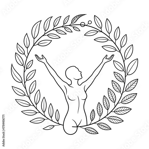 Human Energy Mandala Outline – Sacred Geometry Spiritual Symbol Design
