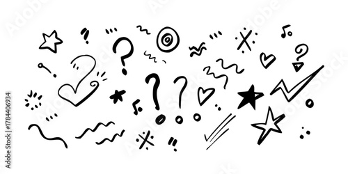 Hand Drawn Black Doodle Comic Style Vector black and white