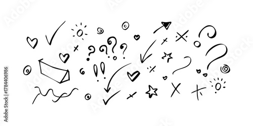 Hand Drawn Doodle Icons with Transparent Background 1