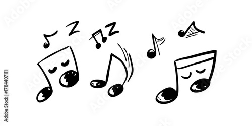 Hand Drawn Musical Notes and Symbols Set treble clef