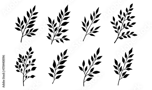 Handdrawn tropical leaves line art vector set exotic outlines for botanical designs nature