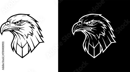 Logo Stylized eagle head vector illustration. A powerful and fierce bird of prey mascot design for a team logo or emblem