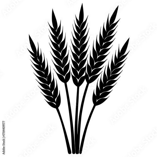 A bunch of wheat stalks in a simple black silhouette