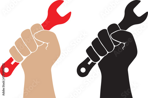 unique Hand holding wrench silhouette icon