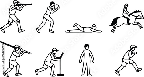 Dynamic icons depicting diverse sports activities, perfect for promoting fitness events and athletic programs, vector style