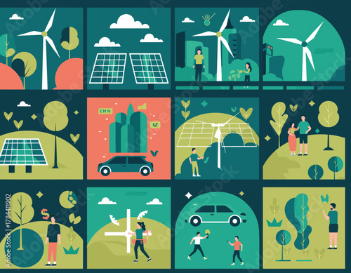 Sustainable eco city concept vector illustration