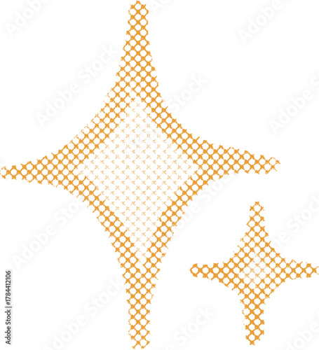 ハーフトーンの黄色いキラキラ星の手描きイラスト　Adobe Illustrator Artwork
