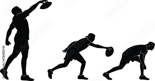Dynamic athlete in silhouette demonstrates football throwing technique, showing motion and form progression.