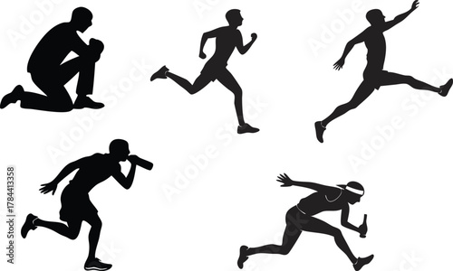 Dynamic athletes in motion capturing peak performance moments for sports and fitness concepts