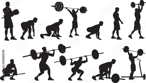 Diverse male silhouettes engaged in various outdoor activities, showcasing active lifestyles and recreational pursuits.