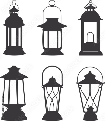 set of silhouettes of houses