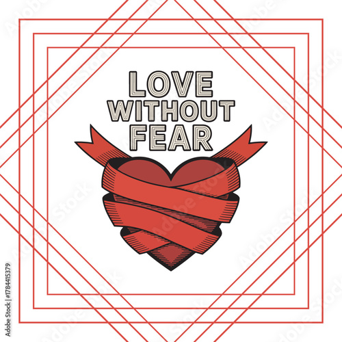 Love Without Fear Red Ribbon Illustration