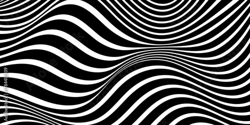 Abstract curved line pattern background, perspective line stripes with 3d dimensional effect isolated on white.