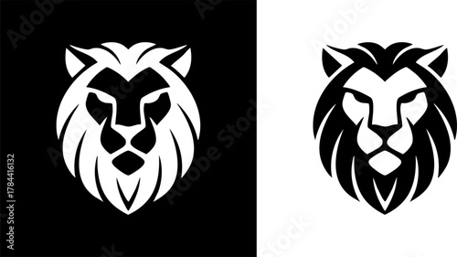 Bold and majestic lion head logo, a powerful symbol of strength, courage, and leadership, ideal graphic for corporate branding, sports teams, and security related themes