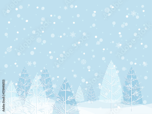 雪が降る冬の風景イラスト