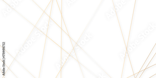 Abstract minimalistic white background with elegant intersecting golden lines forming a geometric pattern. random chaotic line and creative geometric many square, triangle shape background.