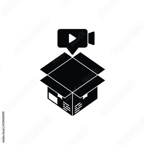 This unboxing package icon perfectly represents the excitement and process of opening a new delivery. Designed in a clean, minimalist silhouette style