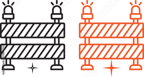 Road barrier icon set. Construction Barrier. Under construction highway restricted symbol. Barrier icon set multiple style collection