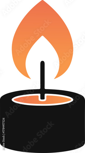 Tealight candle flat vector icon with large gradient flame
