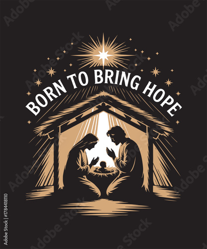 Christian Christmas Bible Verse Typography | Jesus Is the Light of the World | Faith-Based Holiday Scripture Quote | Religious Christmas T-Shirt Design, Holiday Gift Design, Nativity and Joy Theme Art