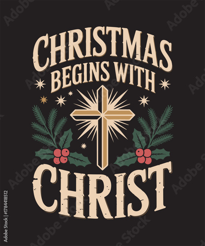 Christian Christmas Bible Verse Typography | Jesus Is the Light of the World | Faith-Based Holiday Scripture Quote | Religious Christmas T-Shirt Design, Holiday Gift Design, Nativity and Joy Theme Art