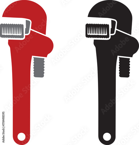 unique Plumbing Wrench icon silhouette