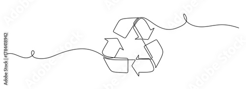 Continuous single line drawing Stylish Recycling Symbol Illustration for Use in Eco Friendly Projects