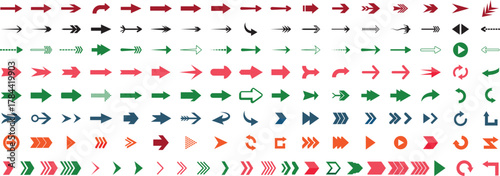 Arrows icon color Set icons. Arrow icon set. collection. Arrow. Cursor. Arrow icon. Arrow Vector Modern simple arrows. vector illustration.