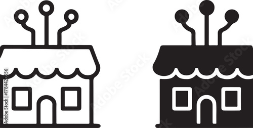 Smart retail store icon, symbolizing digital shopping experience, e-commerce connectivity, and modern business technology integration. isolated on white background, Vector, illustration