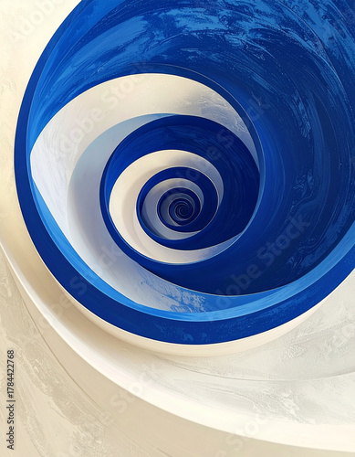 Abstract spiral of blue and white