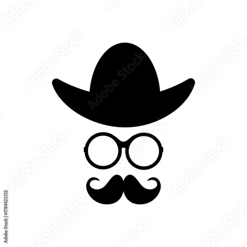 Bowler Hat Face icon isolate on white background.