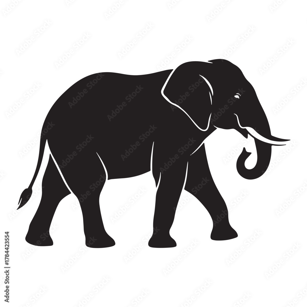 Obraz premium Elephant silhouette isolated on white background