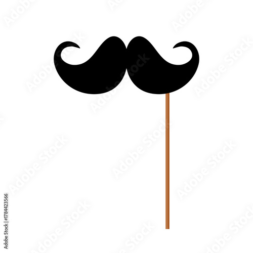 Mustaches on stick icon on white background.