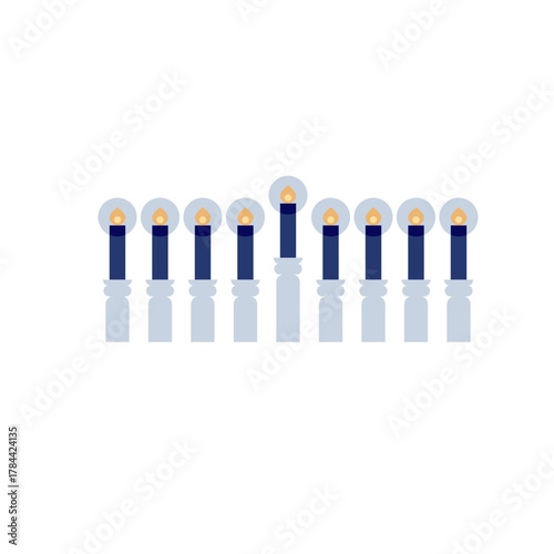 Hanukkah menora, Hanukia. simple traditional jewish Hannuka Menora in line minimalist style. eight days of hanukah miracle. Jewish holiday Hanuka